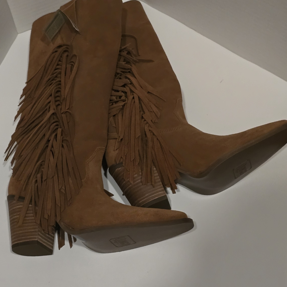 SOLD Dingo Brown Fringe Heeled Boots